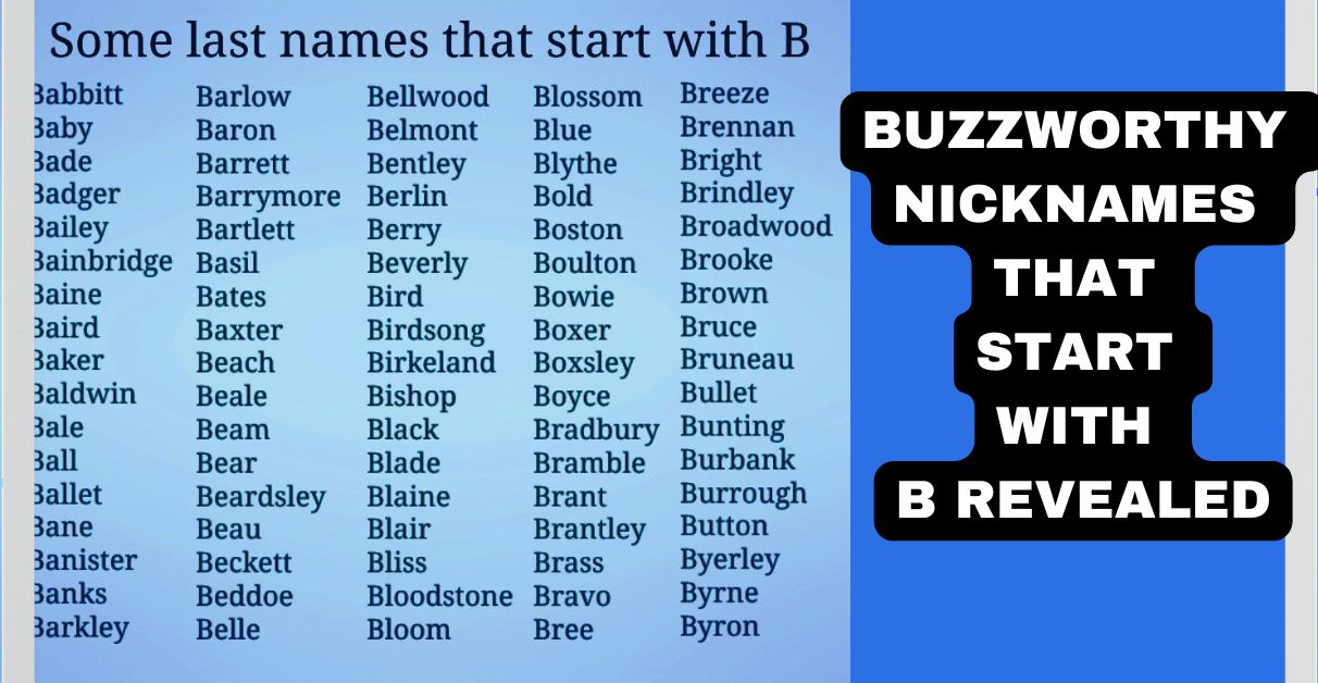 Buzzworthy Nicknames That Start With B Revealed